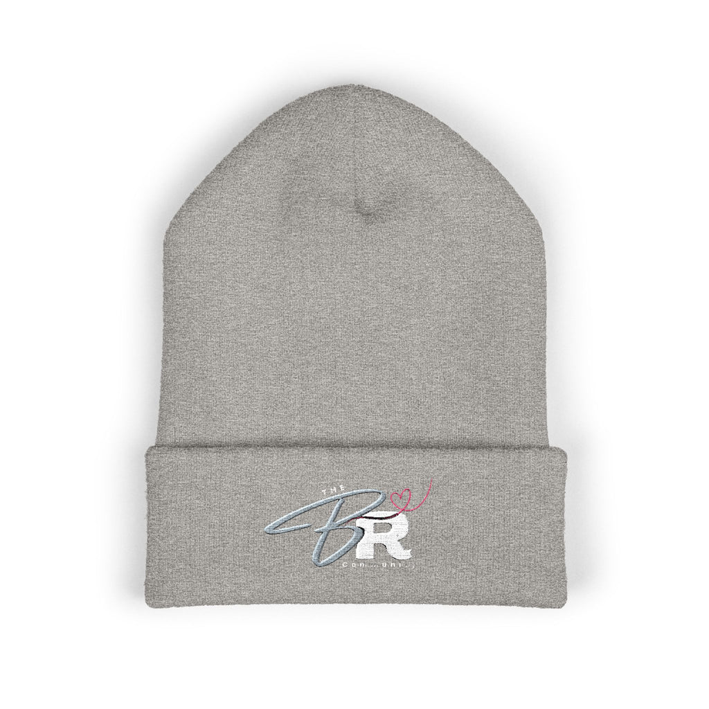 Embroidered BR Signature Cuffed Beanie — Cozy Heather Gray Knit Hat